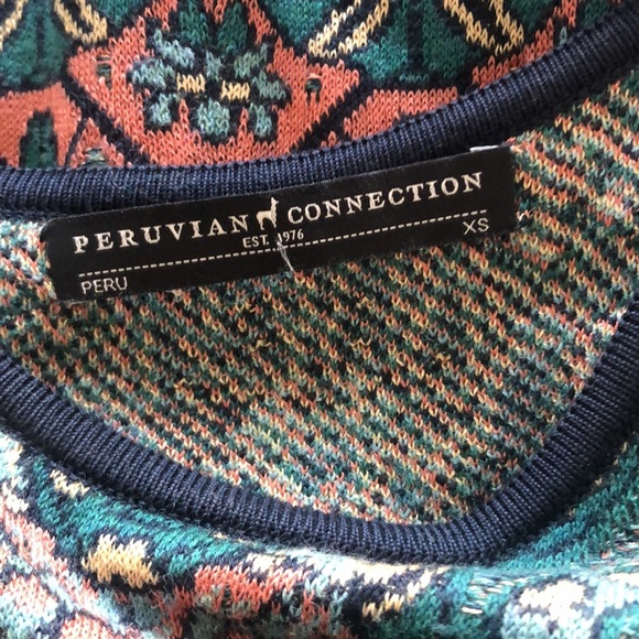 Peruvian Connection Penelope Knit Tank Pima Cotton Sheath Dress Floral Jacquard - Picture 5 of 7